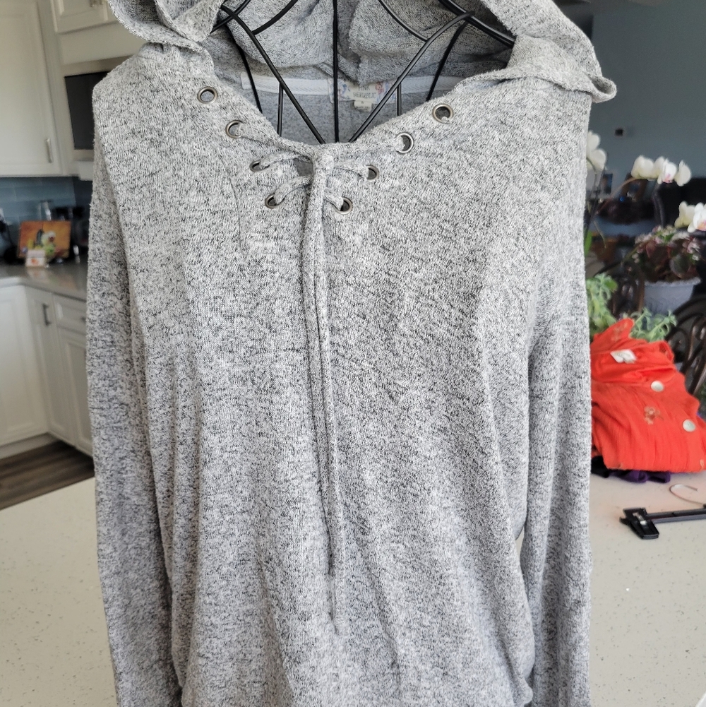 Pink Republic Gray Lace-Up Women's Hoodie